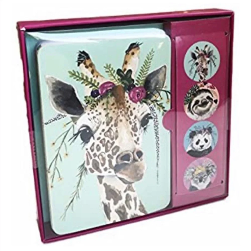 OCS Flower Crown Friends Window Boxed Set of Note Cards w/Stickers (NCS08) 12 ct